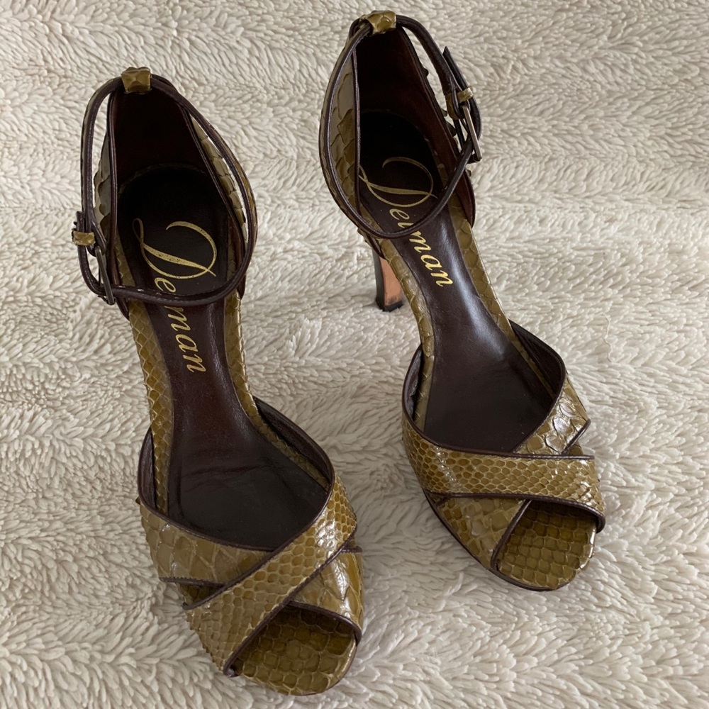 Delman Snake Skin Platform Sandals